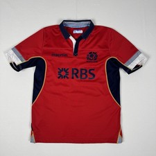 Scotland Rugby Away Shirt 2014/15 Red Collared Macron Mens Large