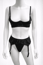 Ladies Black Satin 3-Piece