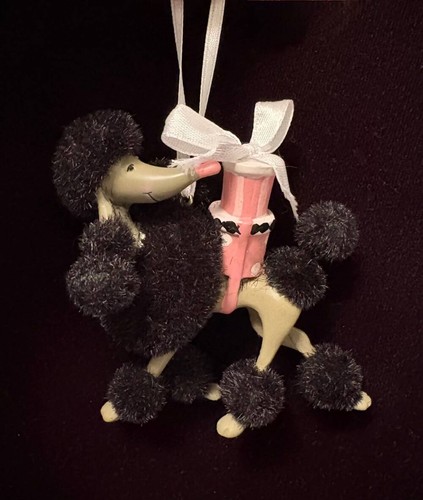 Black flocked french poodle - black,