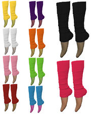 LADIES GIRLS PLAIN SOLID LEG WARMERS FOR TUTU DANCE 1980's FANCY DRESS PARTY