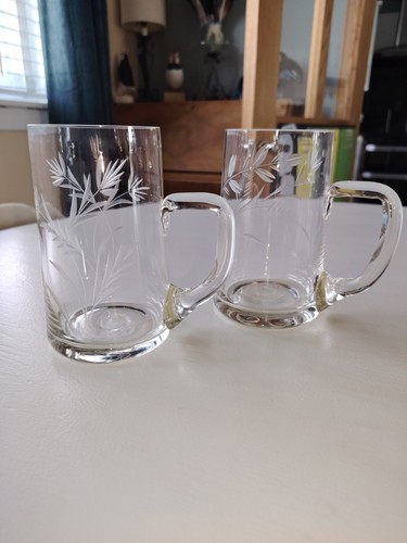 Vintage etched handmade glass - etched,