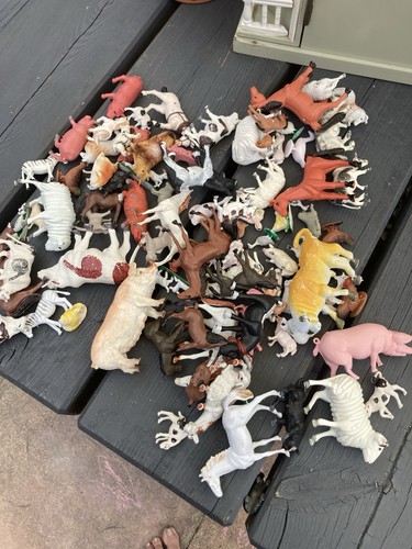 Vintage plastic farm animals - vintage,