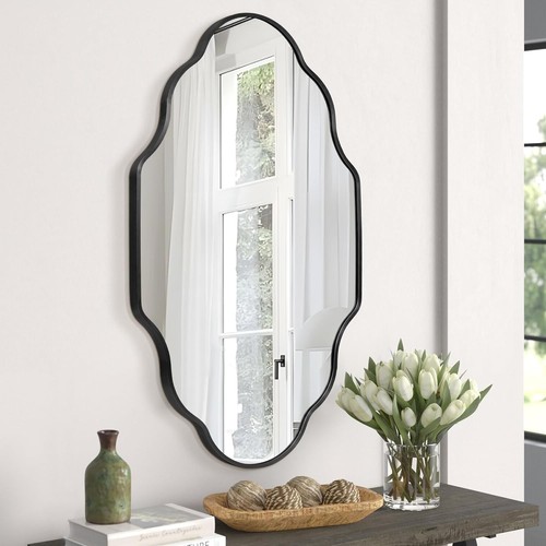 Wall mirror with wavy metal - wall,