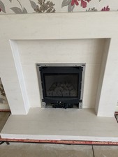 Limestone Fire Surround  Hearth inc balanced flu Gas Fire with real look coals