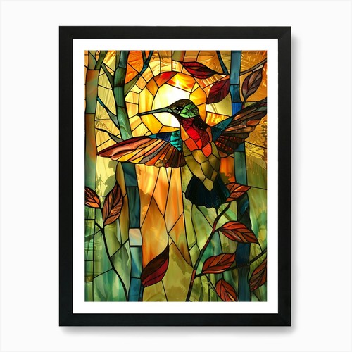 Hummingbird stained glass - stained, 15