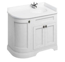 Burlington Freestanding 100 RH Curved Corner Unit with White Worktop and Basin