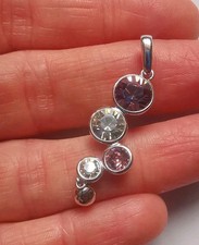 FIORELLI Sterling Silver Pink And Clear Dangle Pendant. R7M