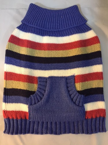 Blue multi striped knit dog - striped,