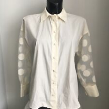 ZARA BLOUSE SHIRT Extra SMALL Cream with Sheer Sleeves Spotty Boxy Fit NEW BNWOT