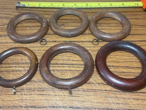 Vintage wooden curtain rings - 6,