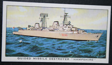 HMS HAMPSHIRE  County Class Guided Missile Destroyer  Vintage 1960's Card  JE17M