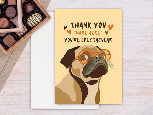 Personalised pug thank you - personalised,