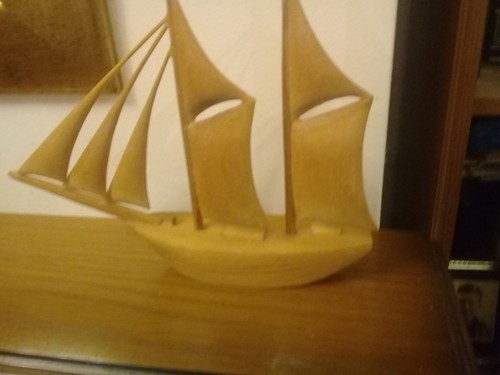 Vintage wooden boat ornament - wooden,
