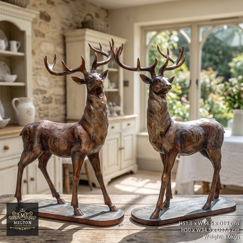 Stag sculptures bronze effect - stag,