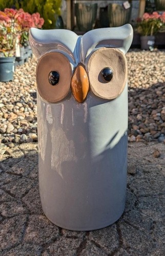 Grey owl ceramic garden - ceramic,