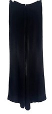 THEA PORTER 1970'S TROUSERS BLACK SILK-SATIN LOOSE FLARED LEG SIZE S/M
