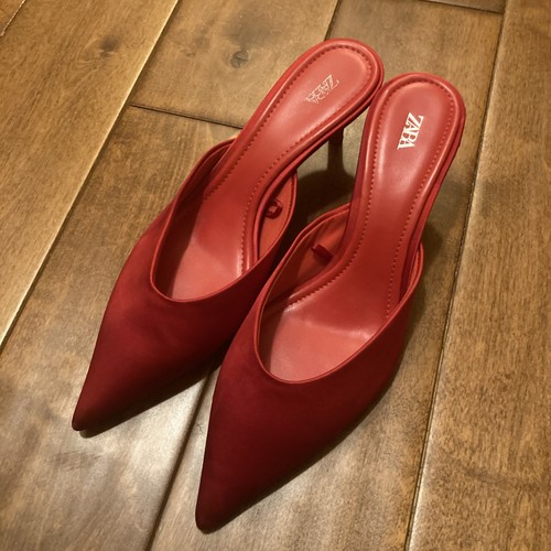 Zara heeled red mules - zara,