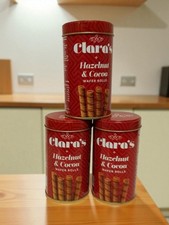 Hazelnut & Cocoa Wafer Rolls Tin Set Pack of 3 Premium Crispy Filled Snacks