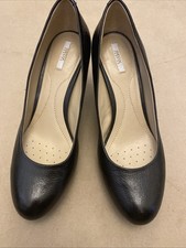 Geox Respira New Black Leather Ladies Court Shoes 6 EU 39