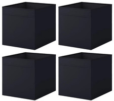 4x IKEA DRONA Storage Boxes Black for KALLAX Shelving Organizer 33x38x33cm