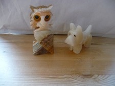 OWL  AND DOG FIGURES- POLISHED STONE  (2)