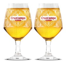 2x Cruzcampo Chalice Beer Glass Goblet One Pint 20oz Nucleated New 2024 CE M24