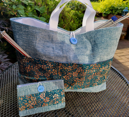 Large blue knitting bag - large,