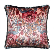 Scatter Box Floral Velvet Cushions 43x43cm Multicolour Fringe Feather Fill