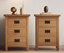 Oak bedside cabinets pair - bedside, –