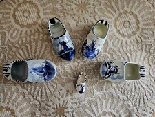 5x Delft Blue Ceramic Shoes /