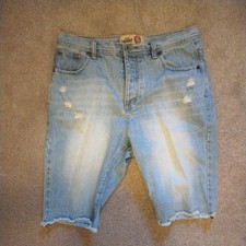 Men's Blue Long Jeans Shorts W32 Medium Tokyo Laundry Excellent Condition 