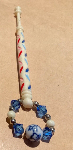 Vintage painted bone - , lace