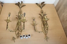 Pair of Hollywood Regency Style Brass Wall Light Sconces Art Nouveau Large 60cm