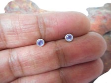 Small Blue TANZANITE  Sterling  Silver  925  Gemstone  Stud  Earrings -  3 mm