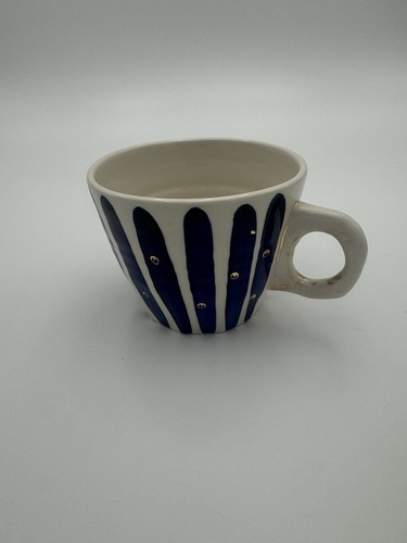 Blue white ceramic mug - &, cup