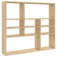 Oak Effect Wall Shelf 'Sonoma Oak' 10 Open Compartments 90 x 16 x 78 cm