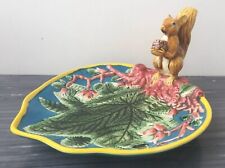 Majolica Squirrel Dish 