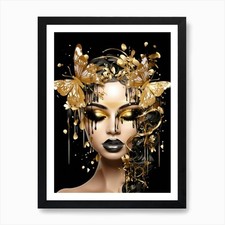 Gold And Black Beauty Art Print Framed Wall Art Poster Canvas Print Picture