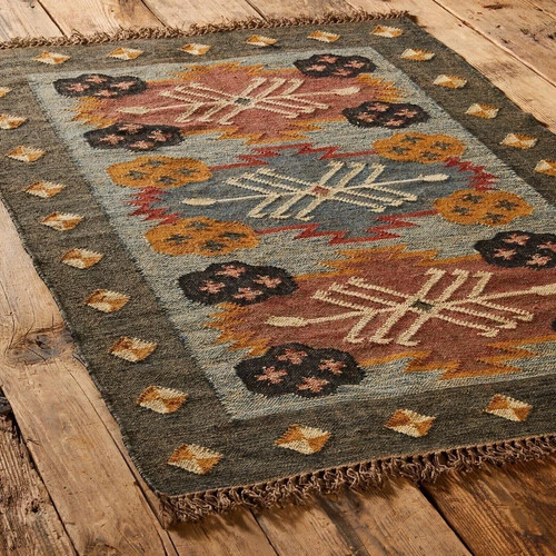 Wool jute rug kilim - wool,