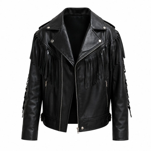 Mens fringe leather jacket - fringe,