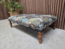 Low Rectangular Footstool In Brook Tapestry Blue