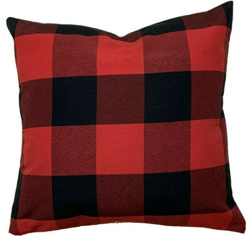 Black red checks cushion cover - checks,