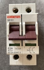 CONTACTUM 63A 9630 DOUBLE POLE MAIN SWITCH DISCONNECTOR 63 AMP ISOLATOR AC22A