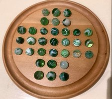 Solitaire Board Vintage Green White Swirl Marbles