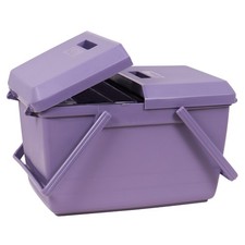 Sewing Box: Plastic: Lilac: Internal Trays: 26 x 38 x 25cm: Pack of 6