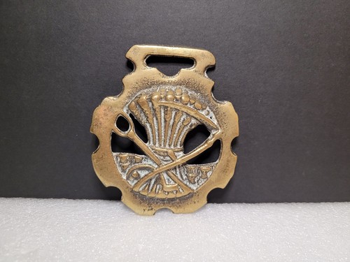 Vintage horse brass - horse, wheat