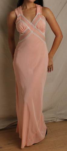 Vtg 40s long pink slip - long, dress