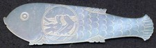Antique Chinese Engraved Mother of Pearl "Fish" Gambling Token 4.8mm x 1.3mm