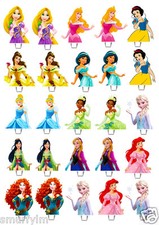 25 x DISNEY PRINCESS Edible Wafer Peper Cup Cake Stand up Toppers image BB