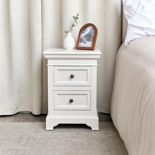 Ivory two drawer bedside - two, table